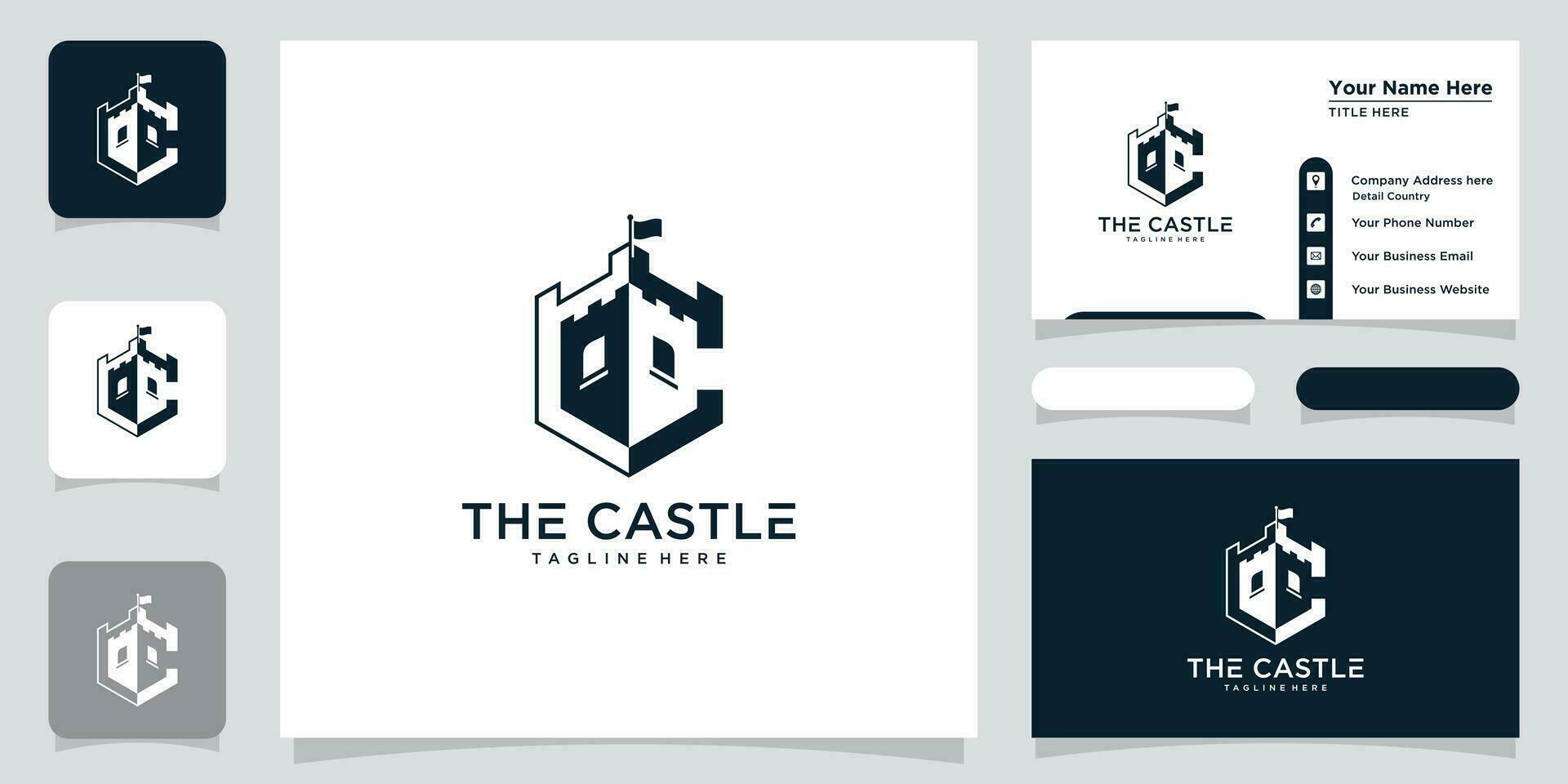 vecteur illustration de Château logo conception emblème, palais, forteresse et affaires carte conception modèle prime vecteur