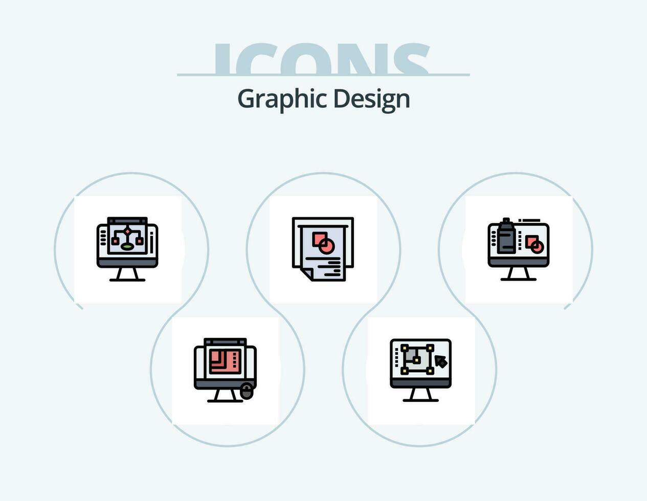 graphique conception ligne rempli icône pack 5 icône conception. diminution . partager . ordinateur. édition vecteur