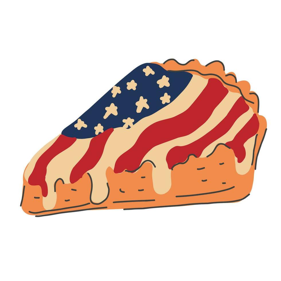 le 4e de juillet vecteur illustration avec tarte et américain drapeau.