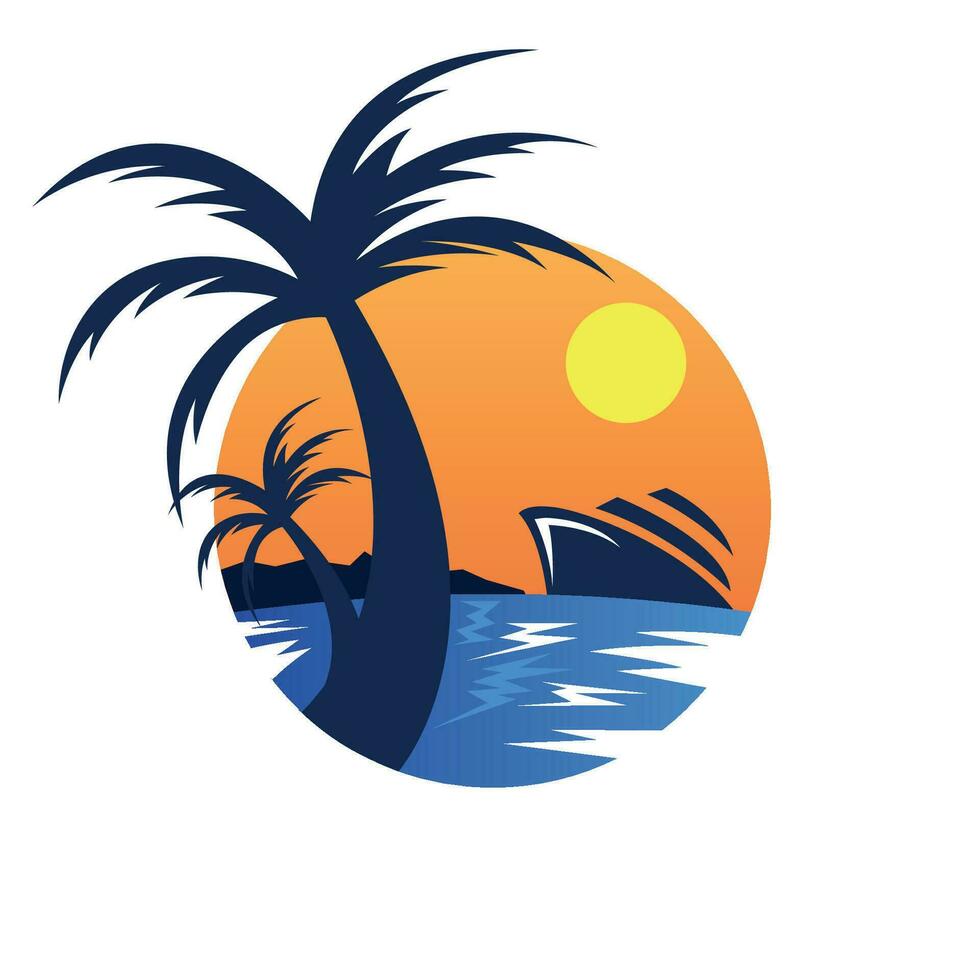 Voyage navire tropical logo illustration vecteur