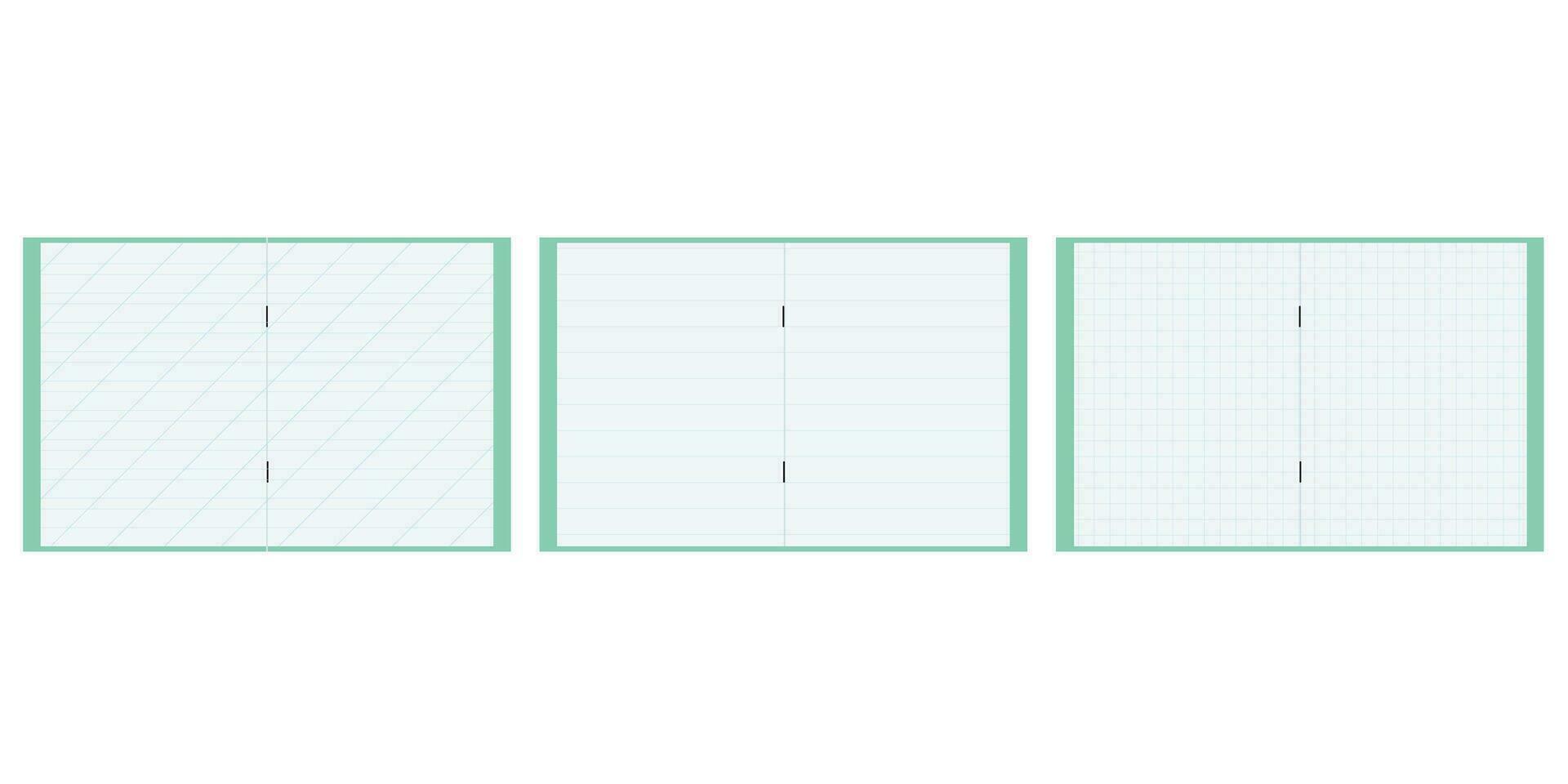 une ensemble de école des cahiers dans une cage et une règle. vecteur illustration isolé sur blanc Contexte.