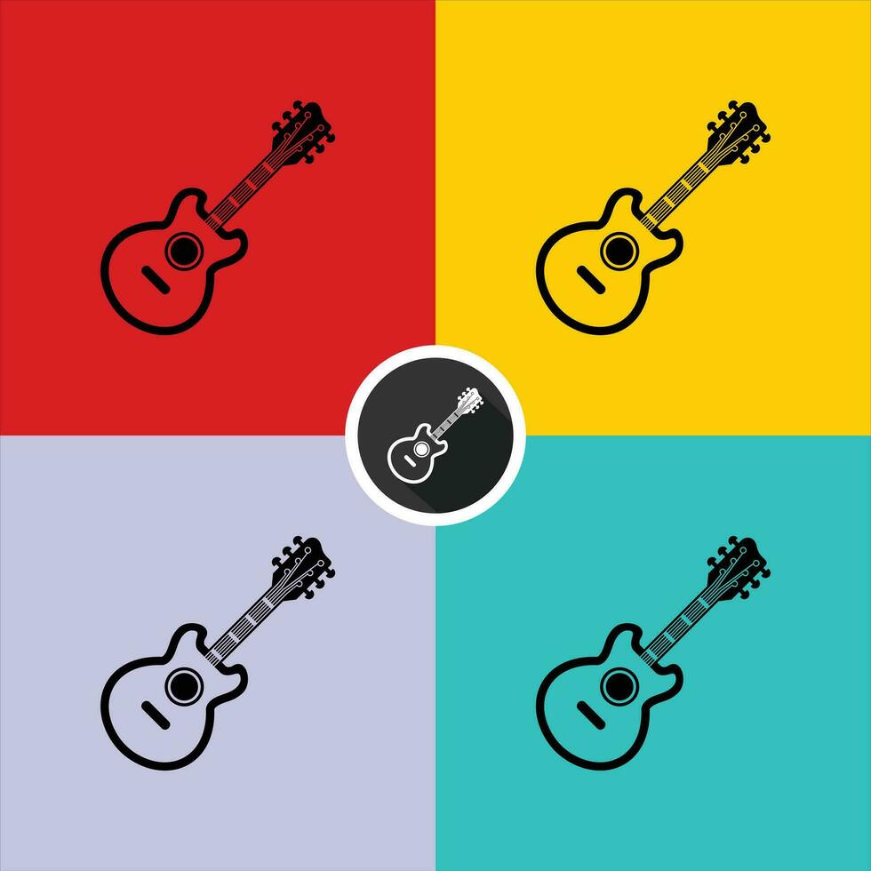 acoustique guitare symbole monochrome vecteur illustration