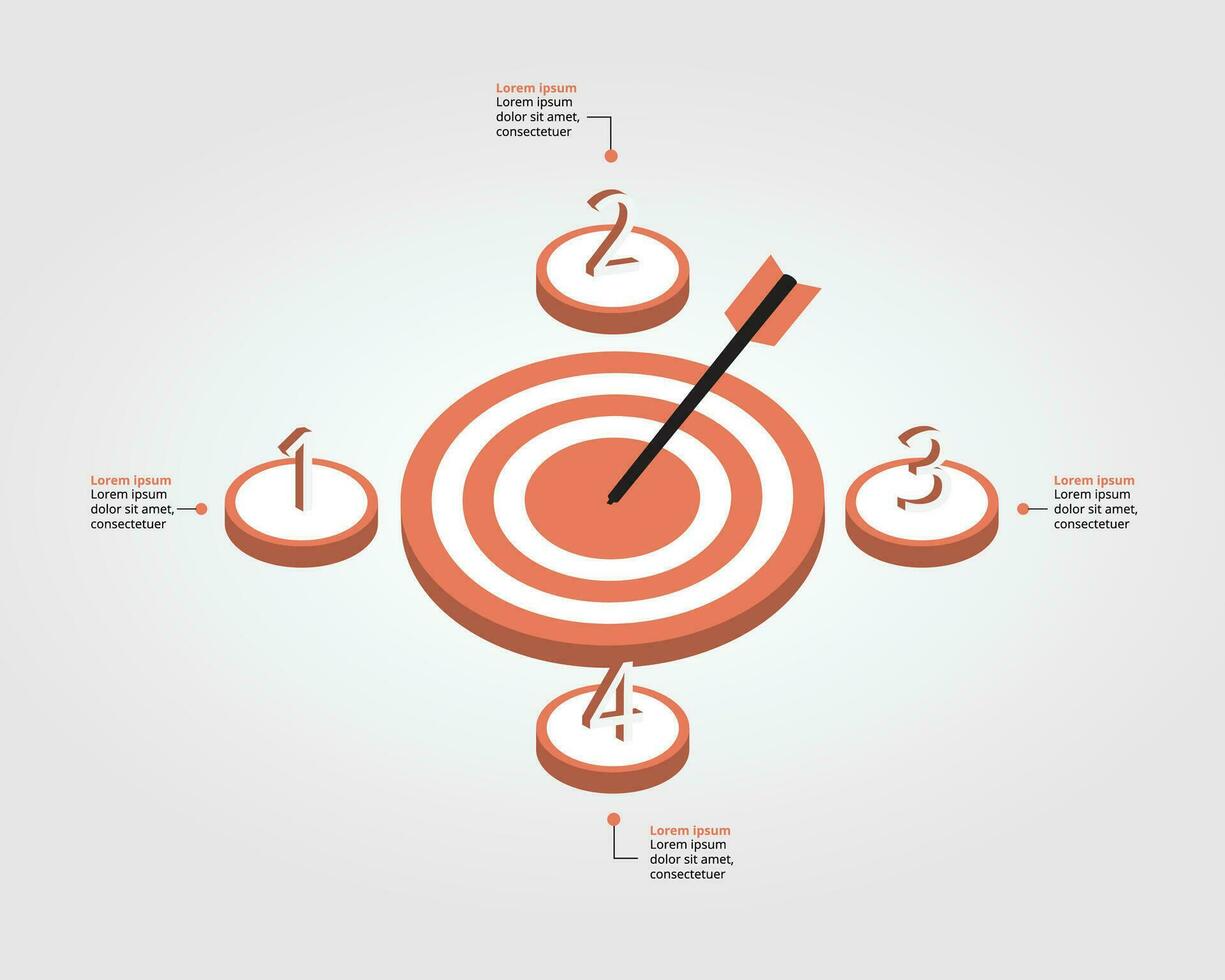 modèle d'objectif pour infographie pour présentation pour 4 éléments vecteur