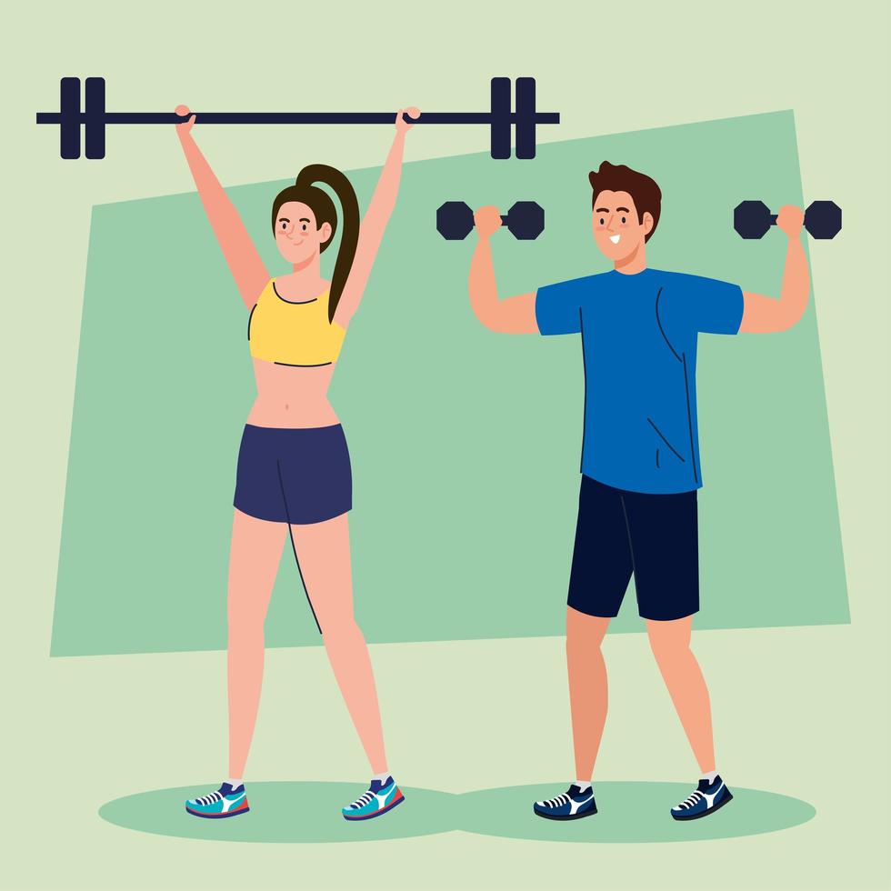 couple faisant des exercices, concept de loisirs sportifs vecteur