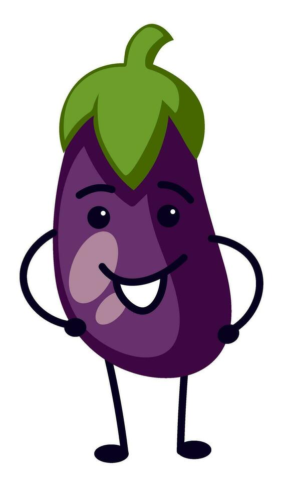 marrant légume personnage, aubergine personnage vecteur