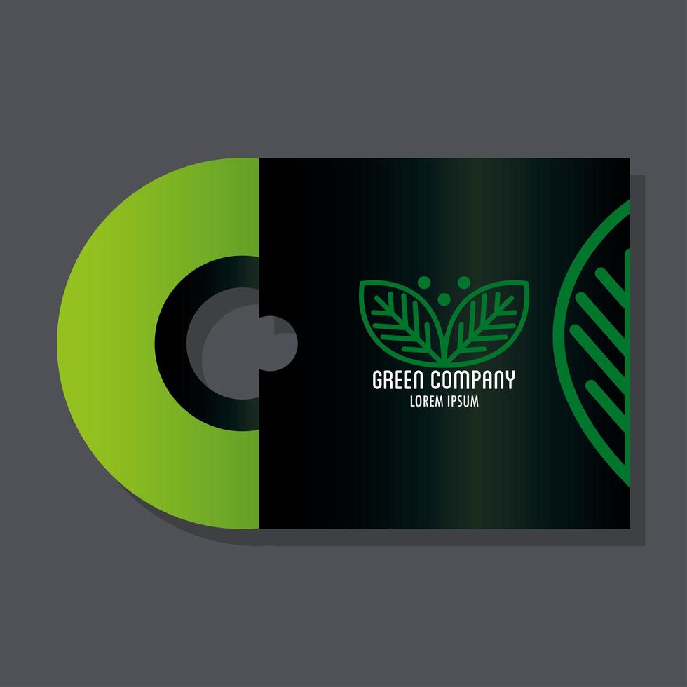 maquette de marque d'identité d'entreprise, maquette verte de cd, signe d'entreprise verte vecteur