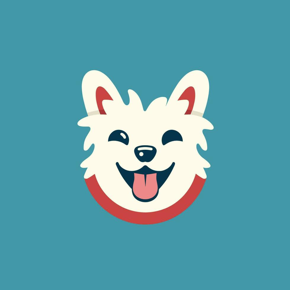 chien visage rire logo et blanc Contexte vecteur