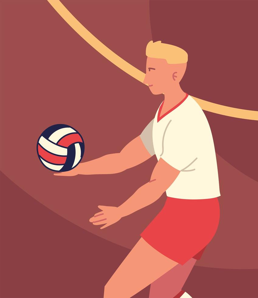 homme jouant au volley-ball vecteur