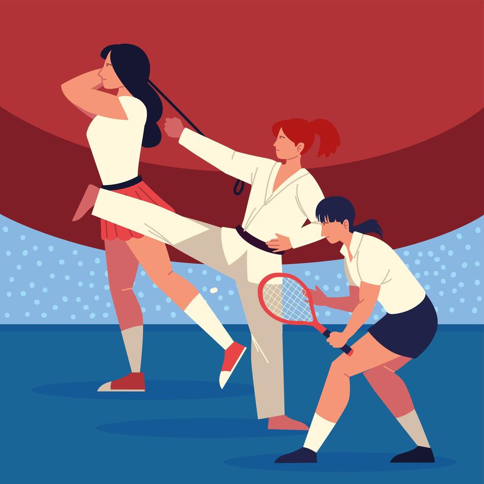 femmes pratiquant différents sports vecteur