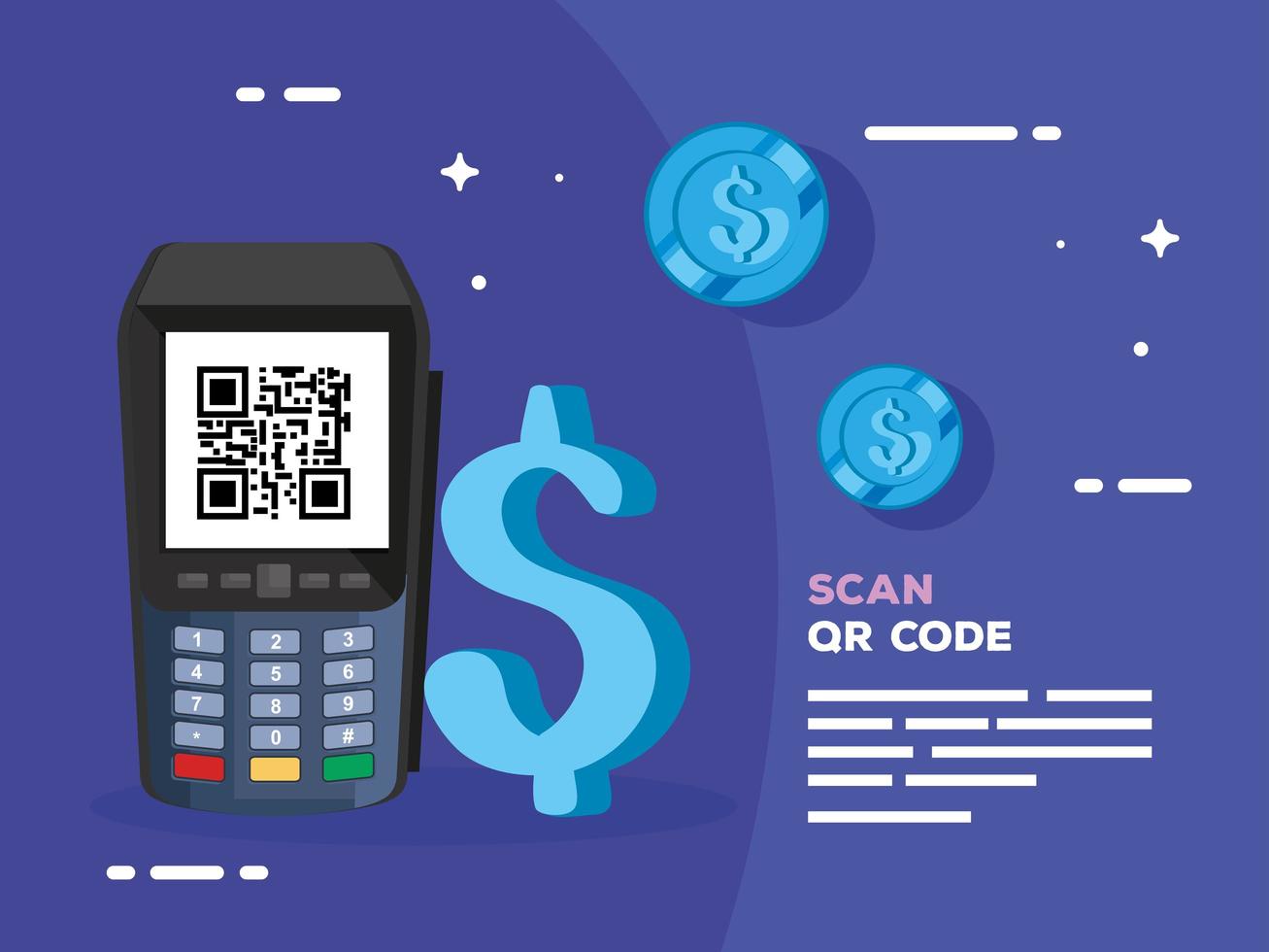 scanner le code qr avec dataphone vecteur