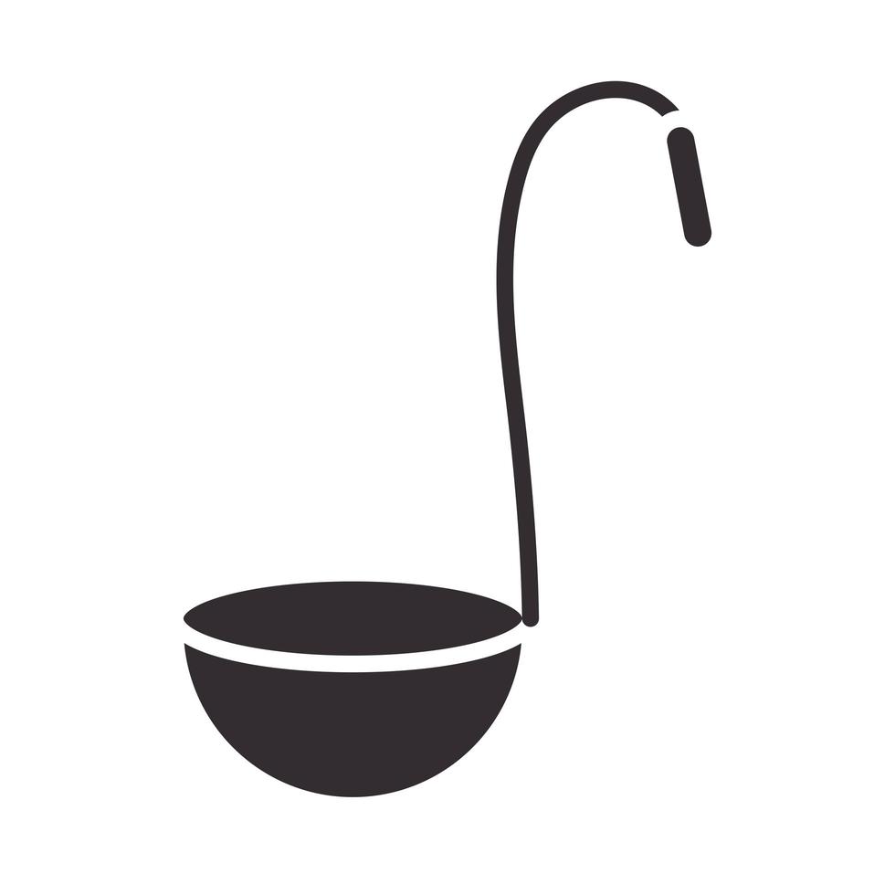 icône de style de silhouette d'ustensile de cuisine de louche de chef vecteur