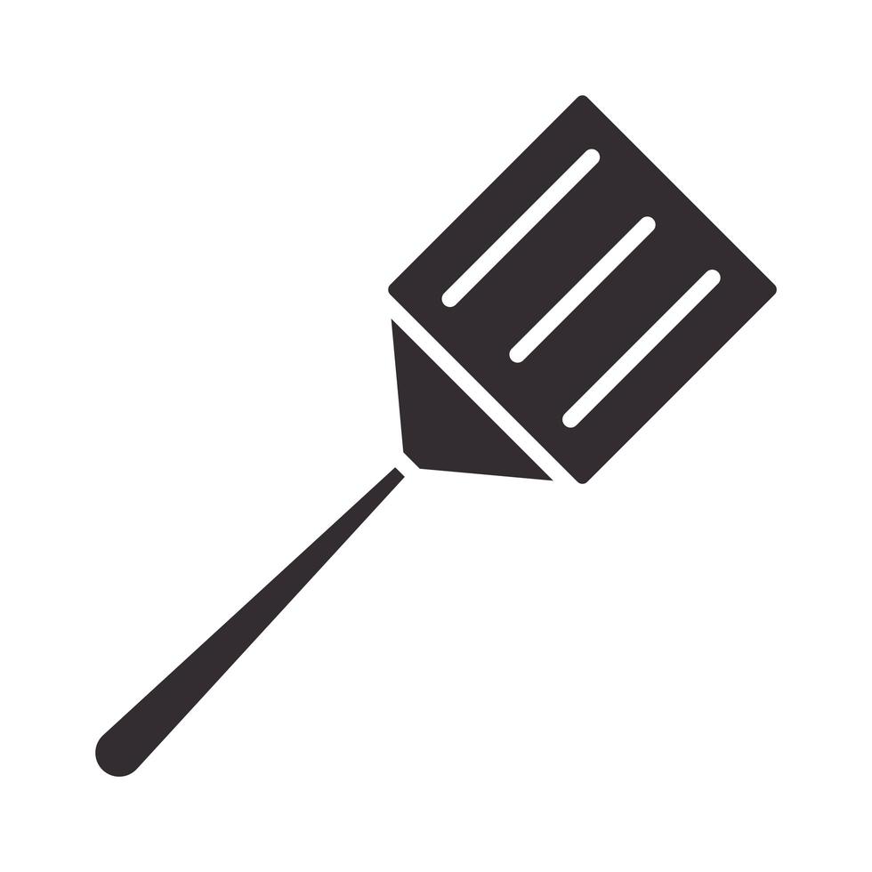 icône de style de silhouette d'ustensile de cuisine de spatule de chef vecteur