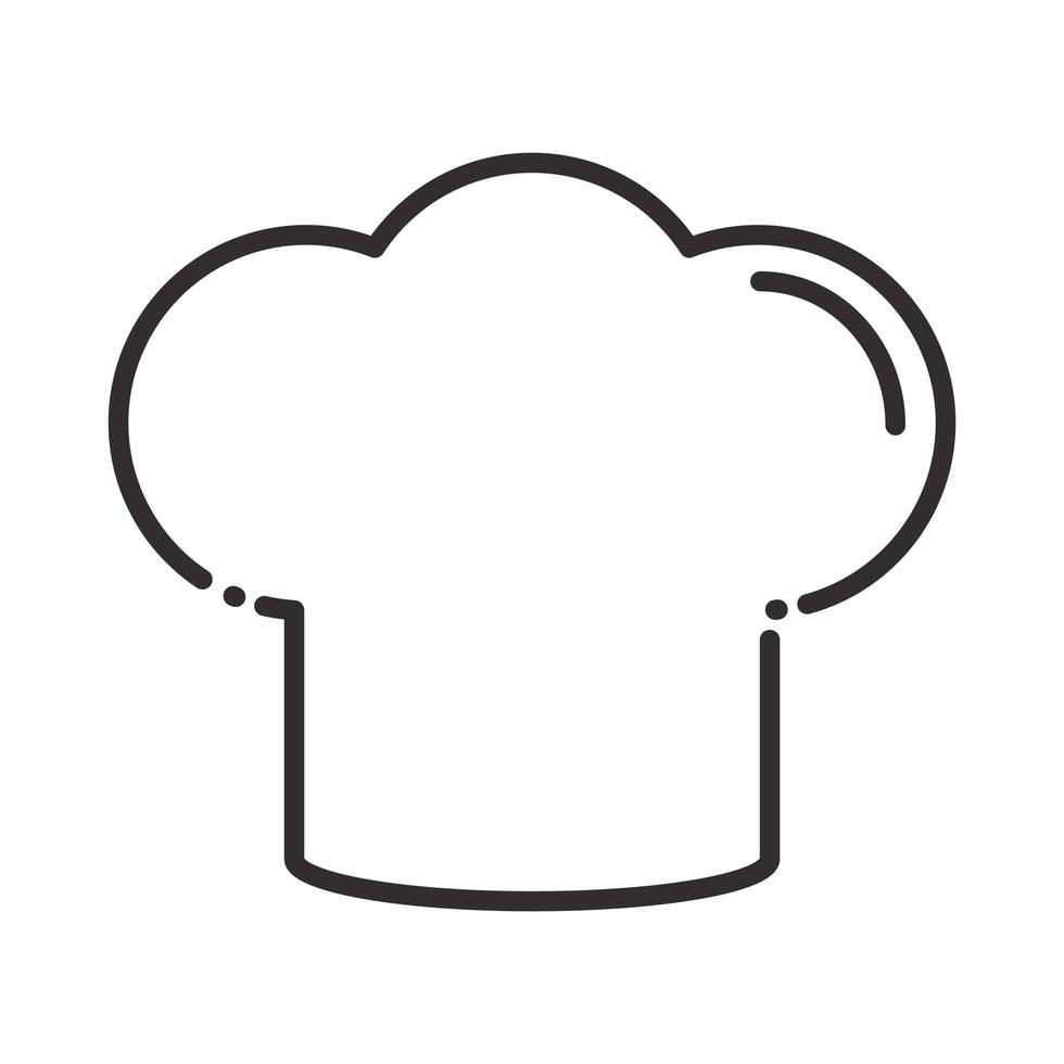 icône de style de ligne de cuisine uniforme de chapeau de chef vecteur