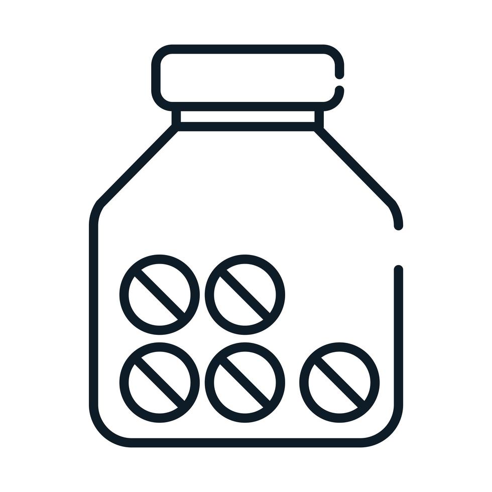 icône de ligne de prescription de conteneur de pilules médicales de santé vecteur