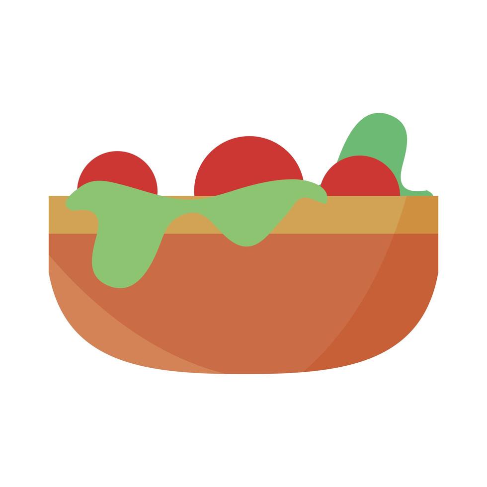 salade dans le menu alimentaire bol en icône plate de dessin animé vecteur