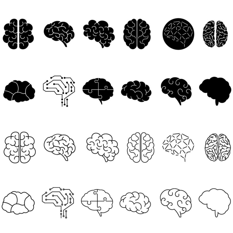 cerveau icône vecteur ensemble. pense illustration signe collection. Créatif en pensant symbole. pensées logo.