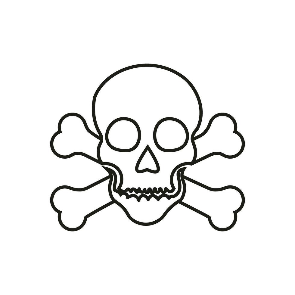 icône de vecteur de crâne et d'os. signe d'illustration de danger. symbole ou logo de poison.