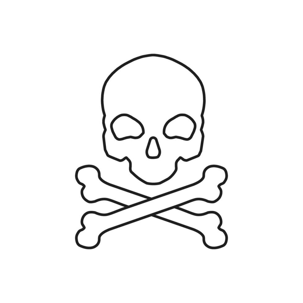 icône de vecteur de crâne et d'os. signe d'illustration de danger. symbole ou logo de poison.