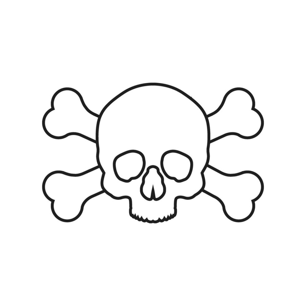 icône de vecteur de crâne et d'os. signe d'illustration de danger. symbole ou logo de poison.