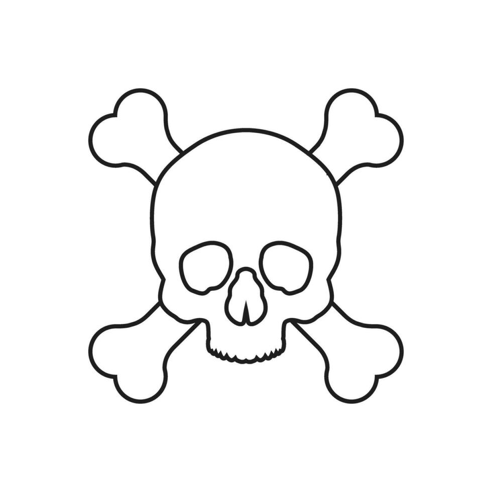 icône de vecteur de crâne et d'os. signe d'illustration de danger. symbole ou logo de poison.