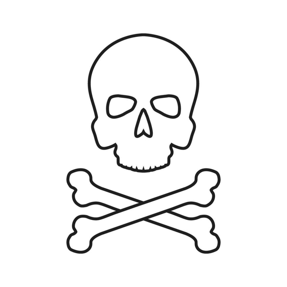 icône de vecteur de crâne et d'os. signe d'illustration de danger. symbole ou logo de poison.