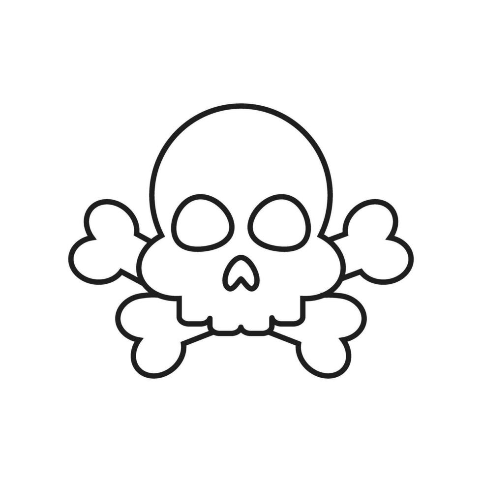 icône de vecteur de crâne et d'os. signe d'illustration de danger. symbole ou logo de poison.