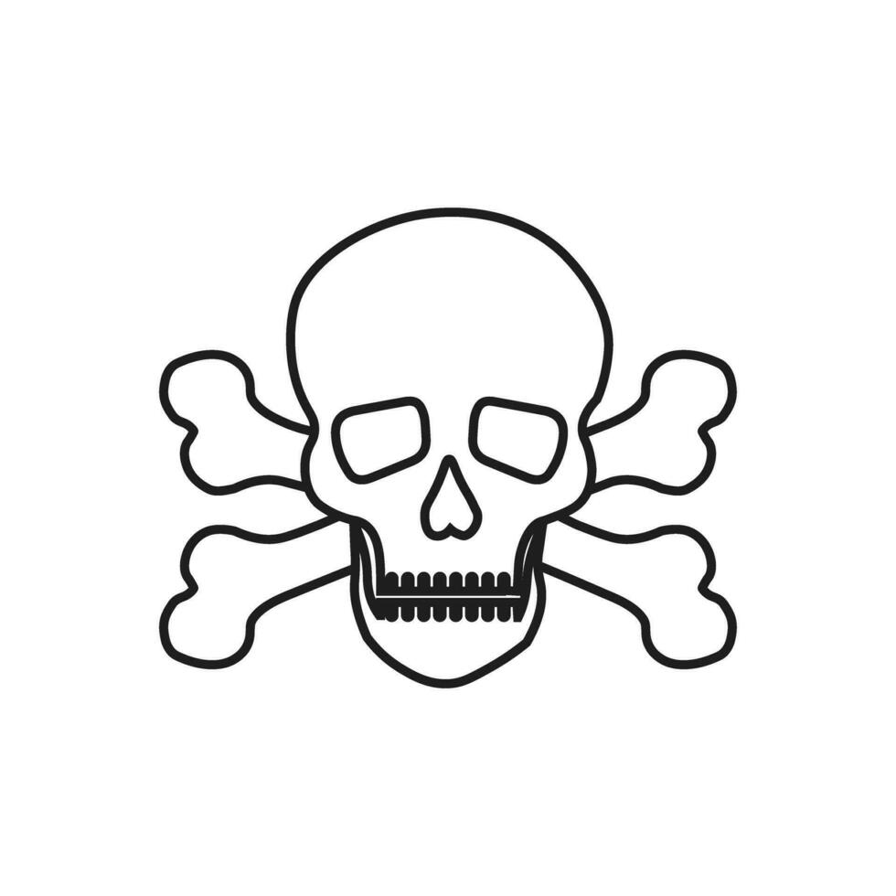 icône de vecteur de crâne et d'os. signe d'illustration de danger. symbole ou logo de poison.