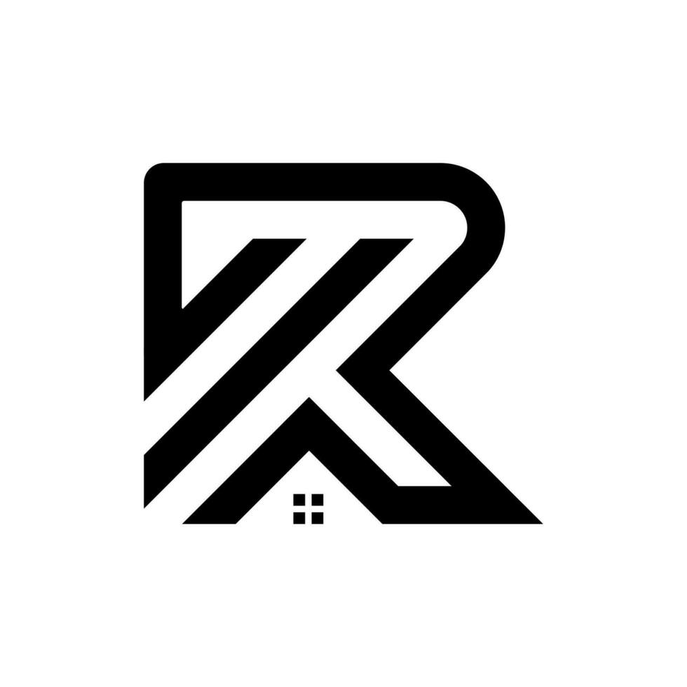 r lettre logo conception avec maison pour réel biens entreprise vecteur