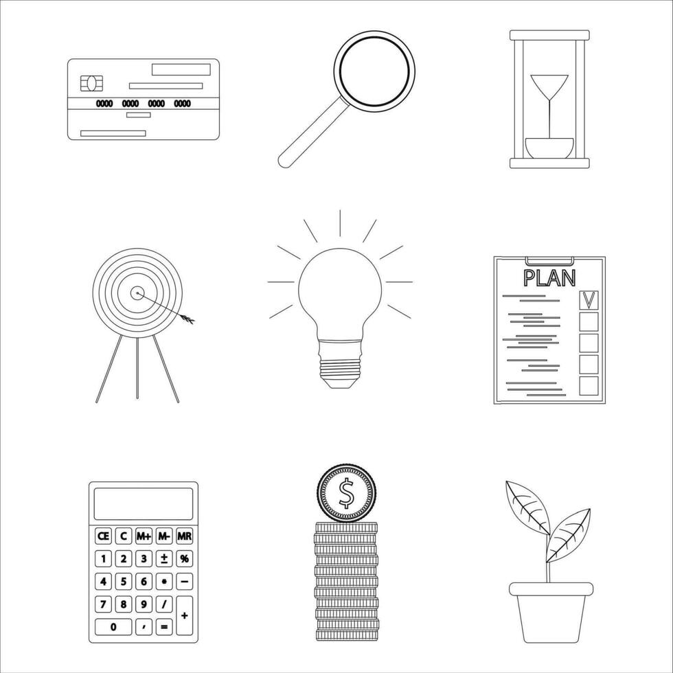 ensemble de affaires ligne Icônes. une analyse profit devise pièce de monnaie, vecteur illustration-1