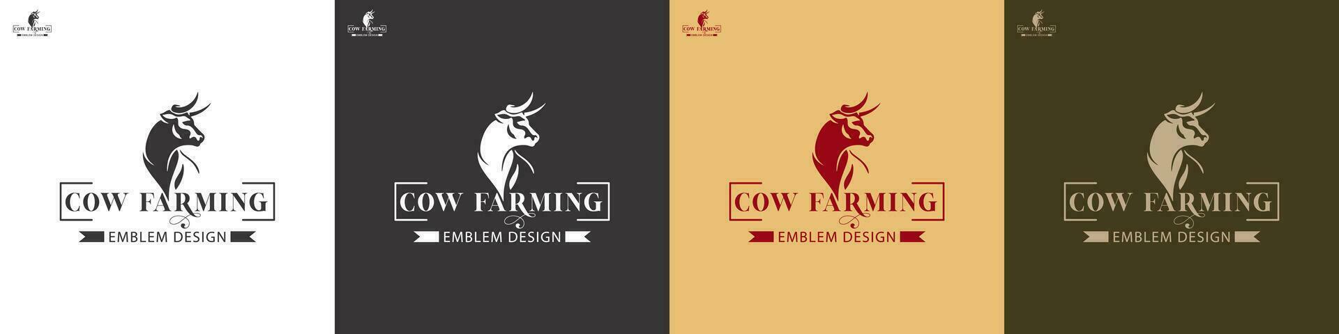 vache tête logo conception, vache tête silhouette emblème logo étiqueter. vecteur