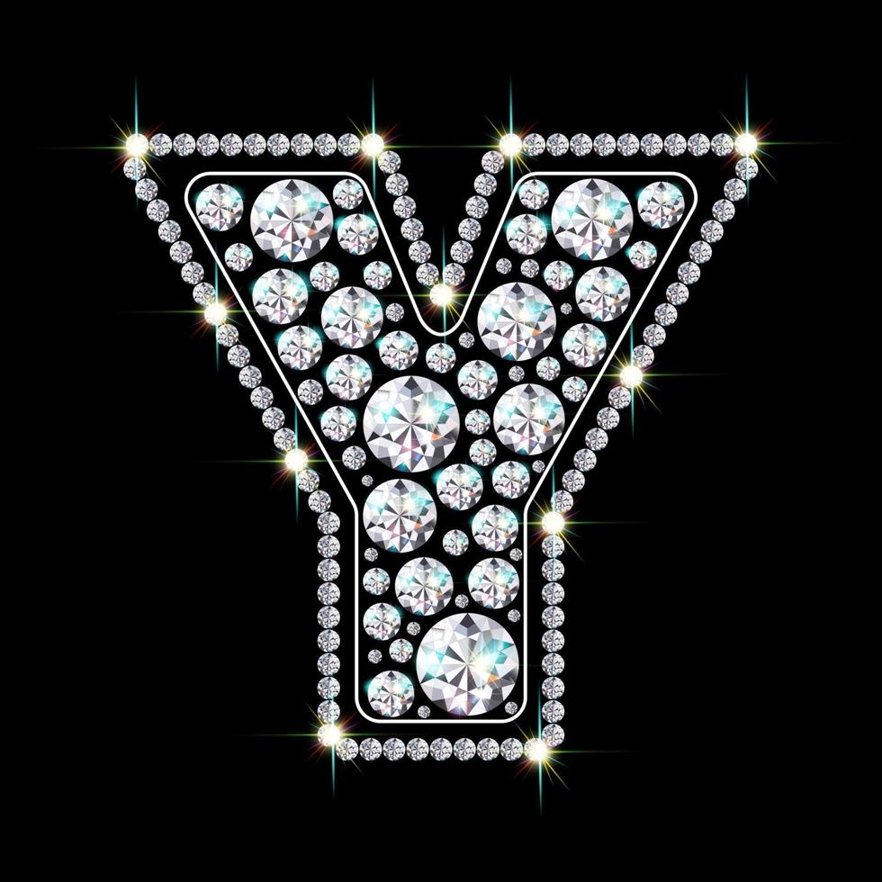 lettre de l'alphabet y faite de diamants brillants et étincelants police de bijoux 3d illustration vectorielle de style réaliste vecteur