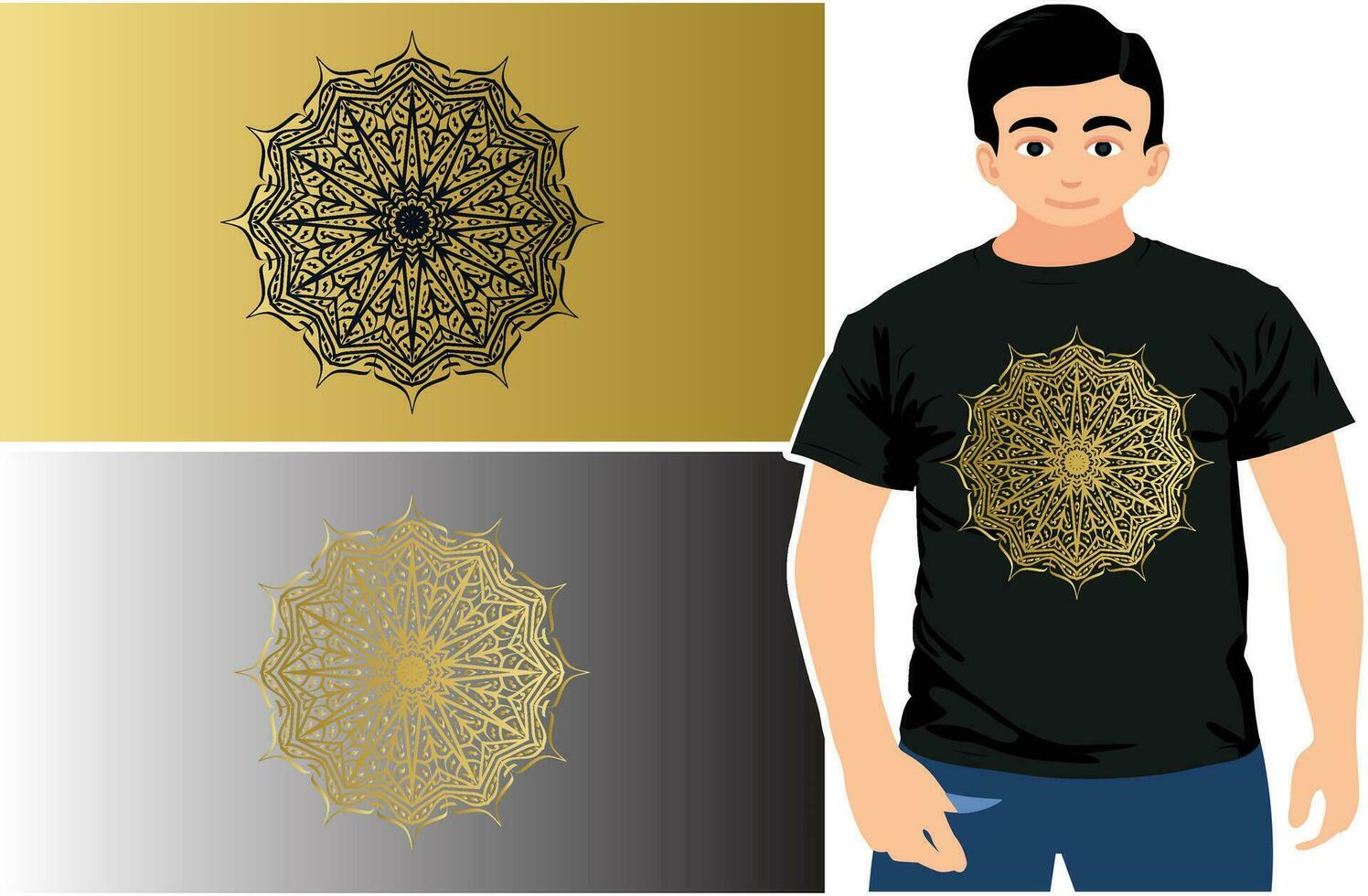 mandala T-shirt conception, luxe mandala conception. vecteur