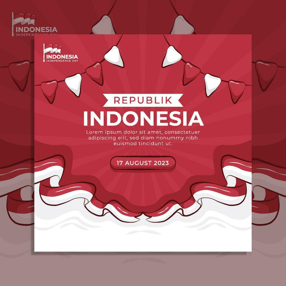 modèle de bannière de flyer de médias sociaux de la fête de l'indépendance de l'indonésie vecteur