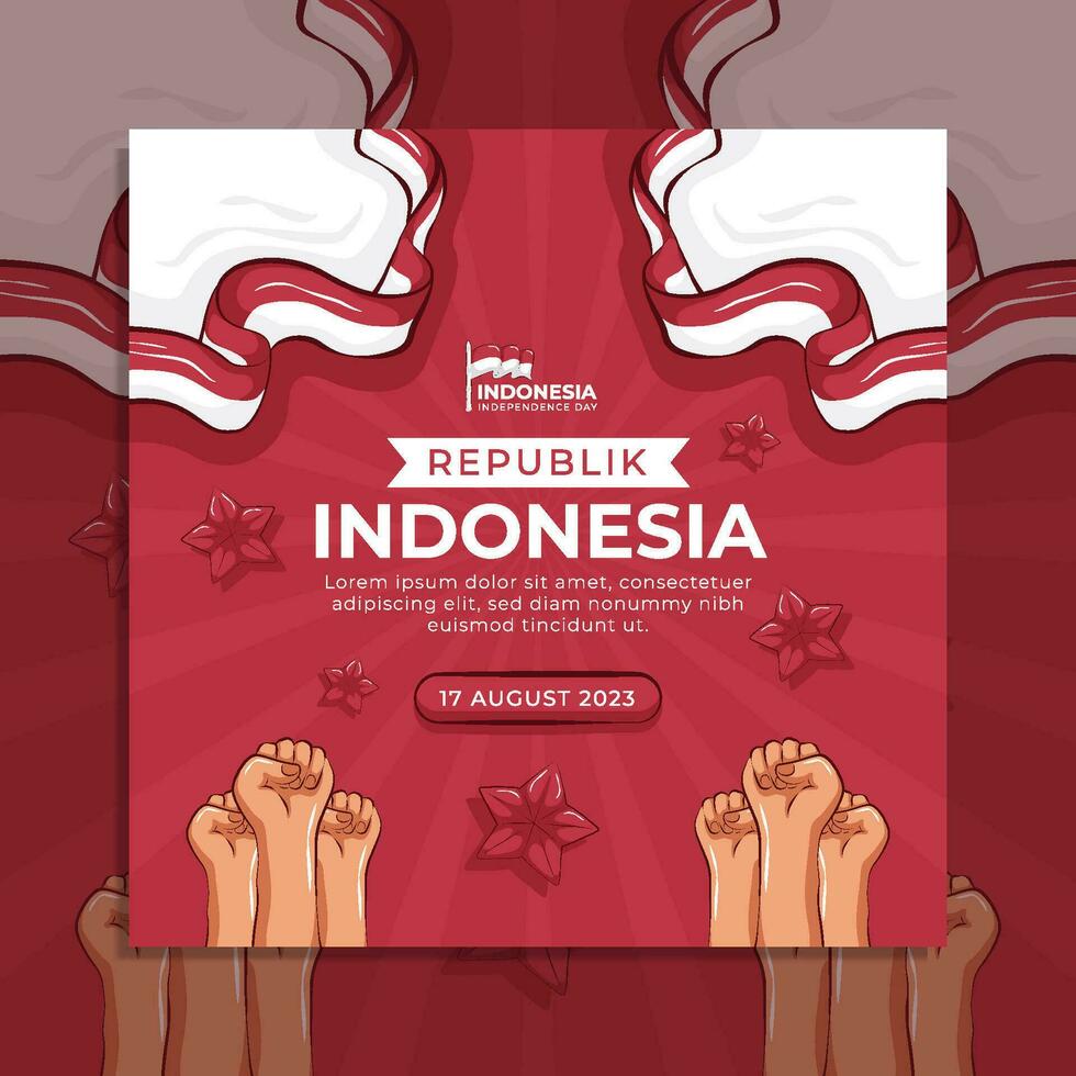 modèle de bannière de flyer de médias sociaux de la fête de l'indépendance de l'indonésie vecteur