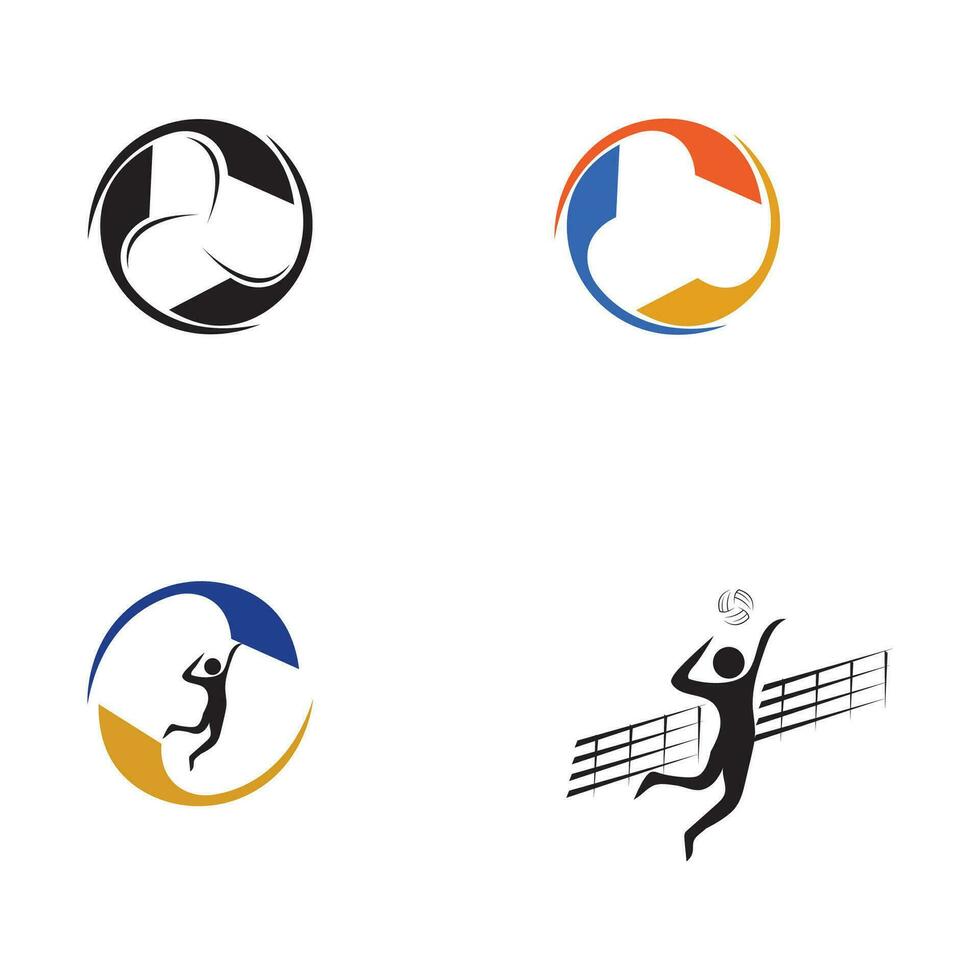 volley-ball logo, emblème, Icônes, dessins modèles avec volley-ball Balle sur une lumière Contexte vecteur