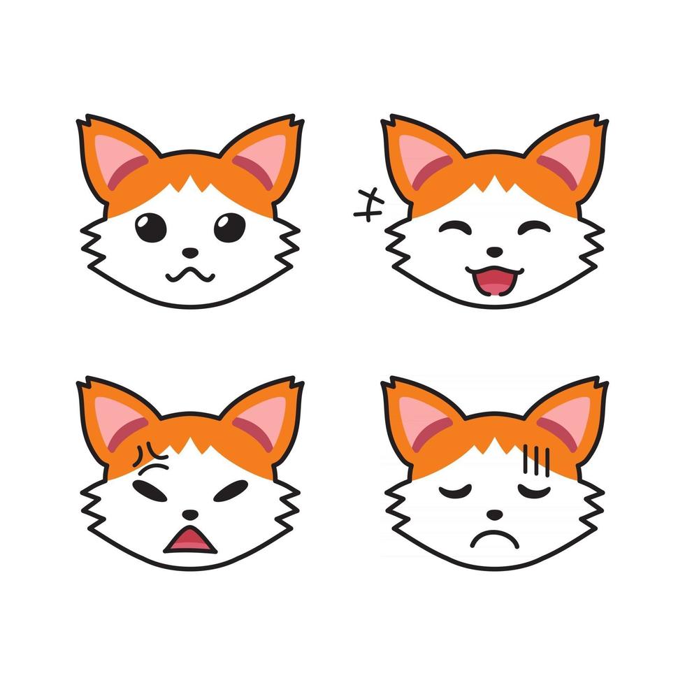 ensemble de visages de chat montrant différentes émotions vecteur