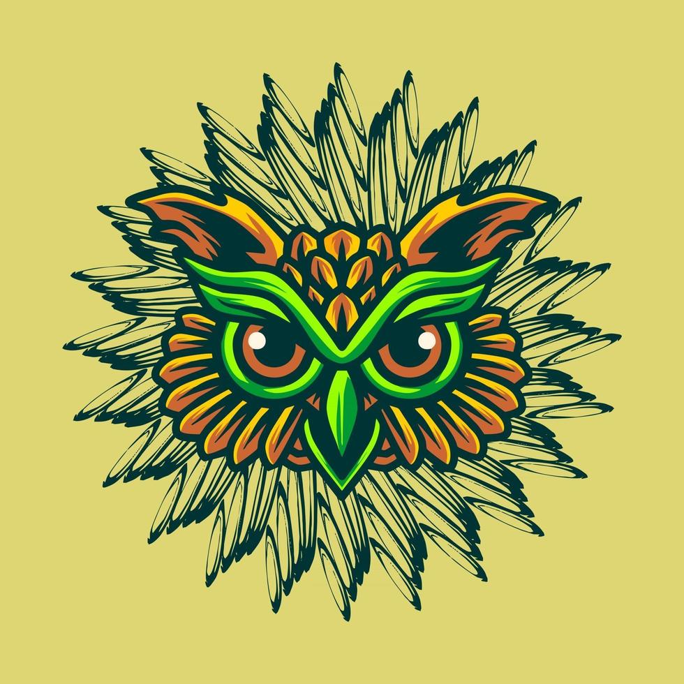 logo tête de hibou vecteur