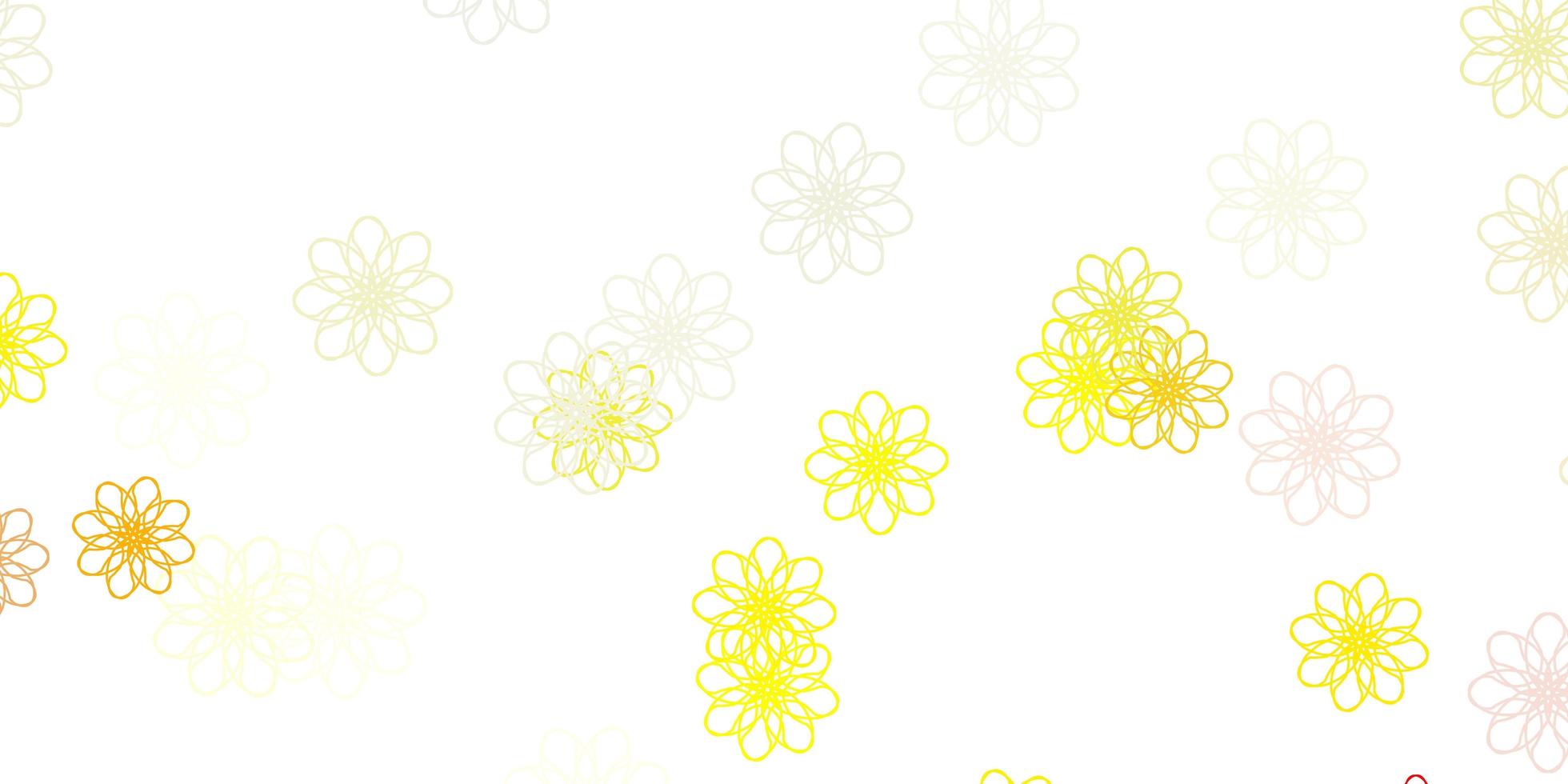 texture de griffonnage de vecteur orange clair avec des fleurs