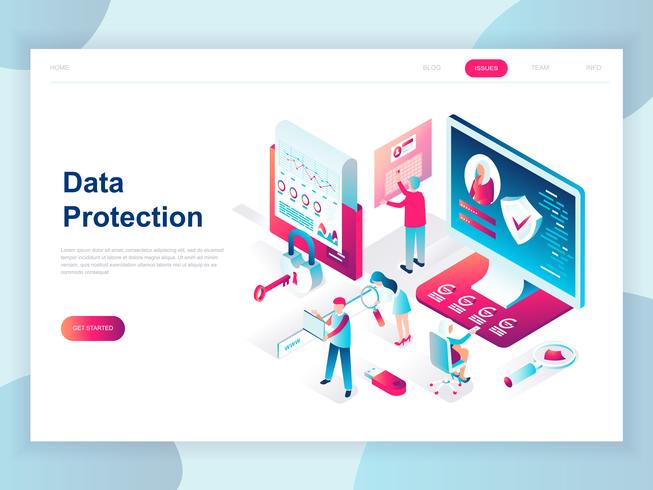 Concept isométrique moderne design plat de protection des données pour bannière et site Web. Modèle de page d'atterrissage isométrique. Vérification de carte de crédit et données d'accès au logiciel confidentielles. Illustration vectorielle vecteur