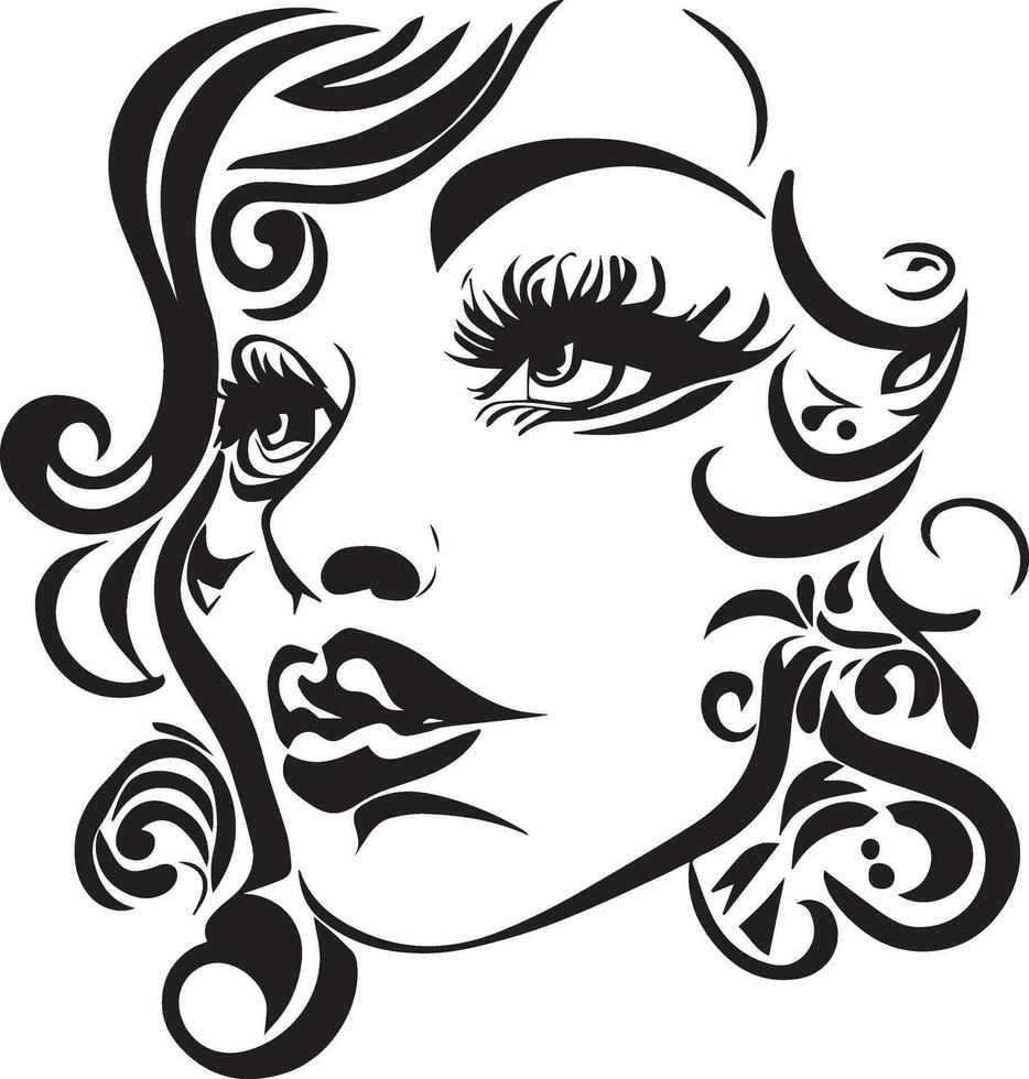 magnifique femmes visage vecteur tatouage conception illustration