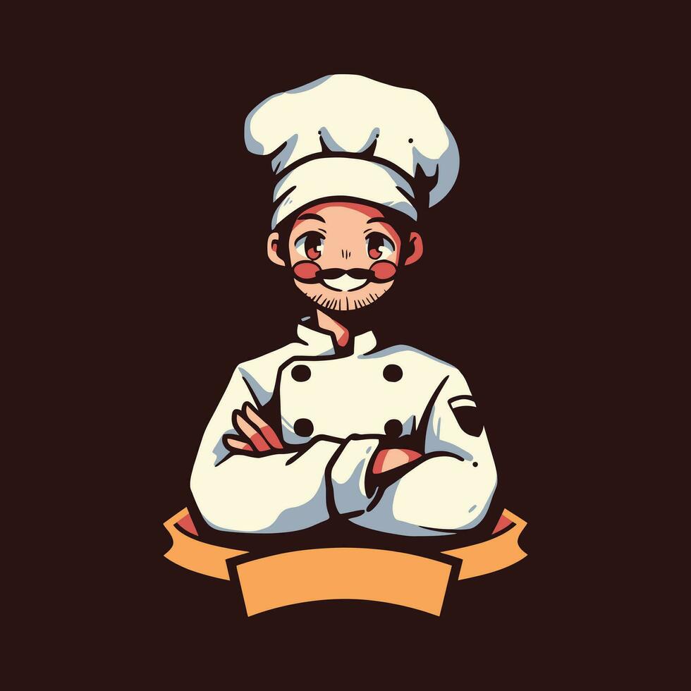 chef mascotte logo conception. restaurant logo vecteur