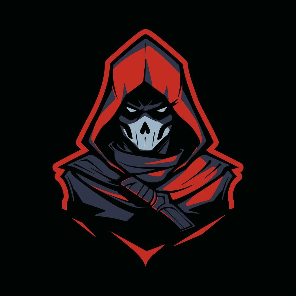 ninja tête mascotte logo pour esport. ninja T-shirt conception. ninja logo. ninja autocollant vecteur