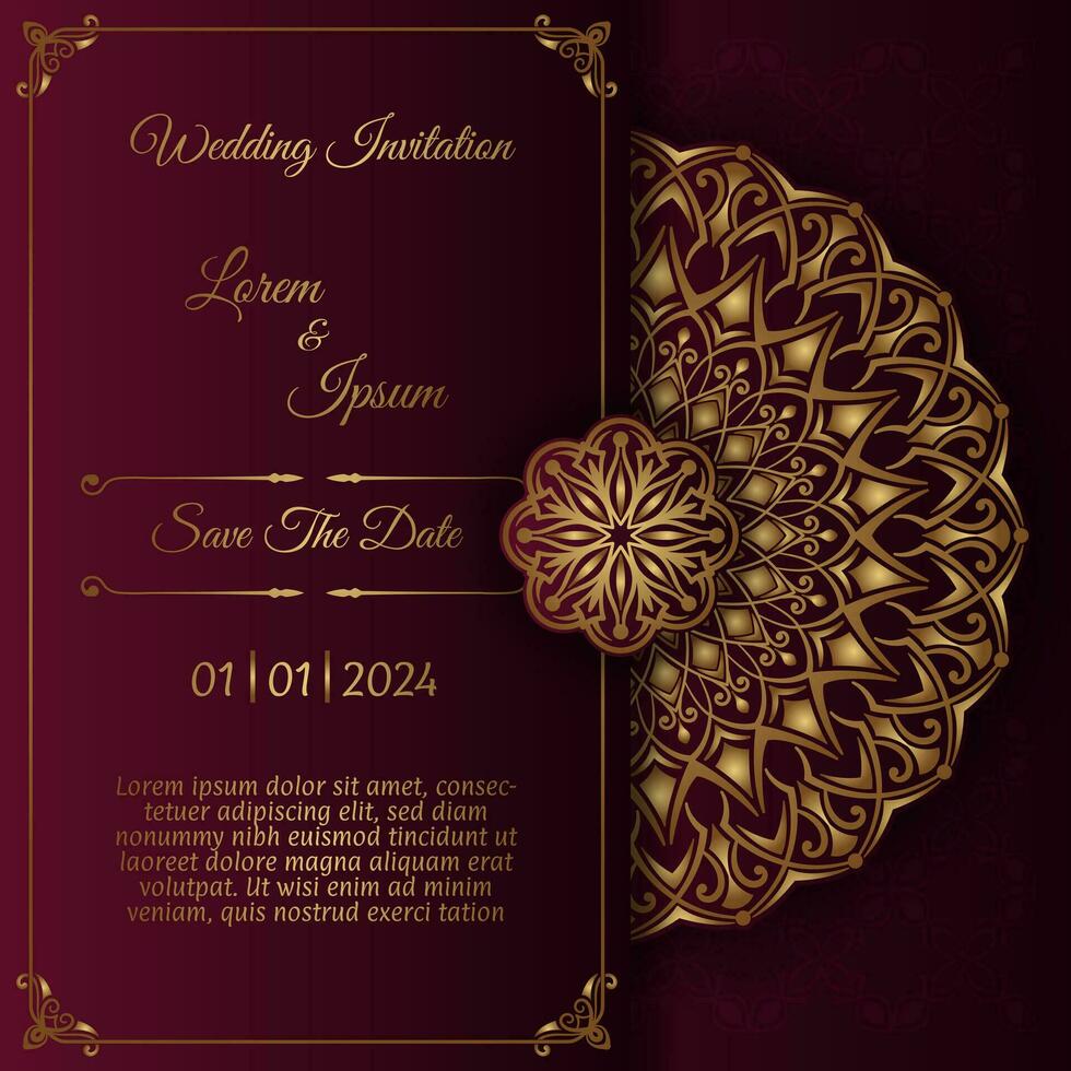 ancien invitation carte, avec mandala ornement vecteur