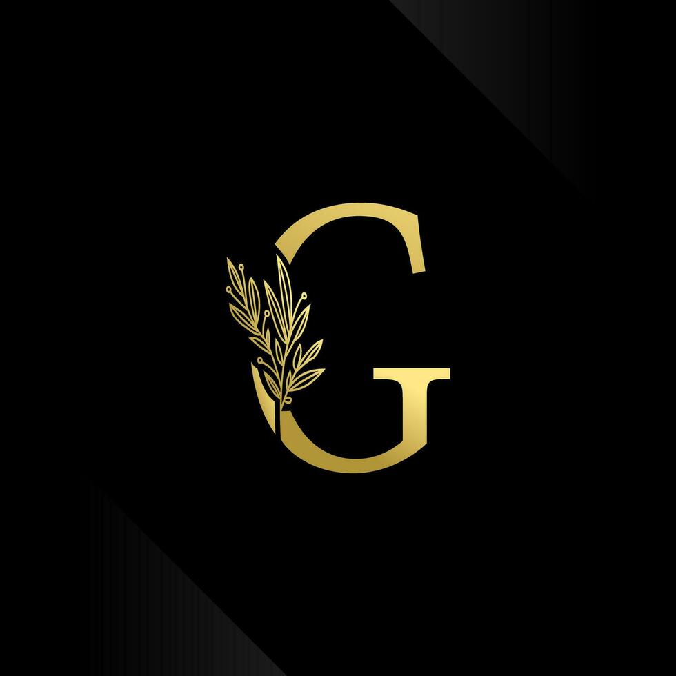 lettre g avec fleurs feuilles. vecteur illustration pour mariage, logo, salutation cartes, invitations modèle conception