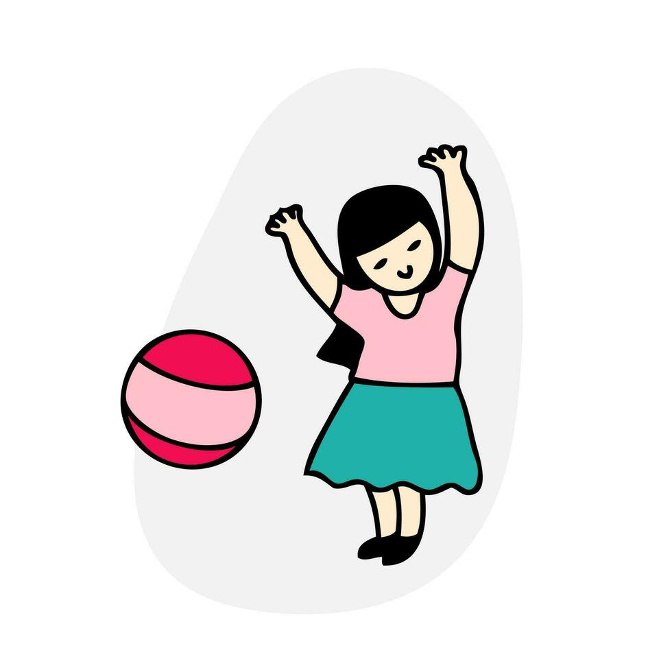 Jeune femme en jouant Balle sport la vie bien-être santé concept. parfait pour tee, autocollant, affiche. vecteur