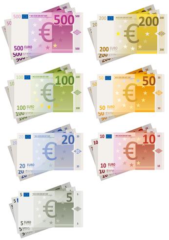ensemble de billets en euros vecteur