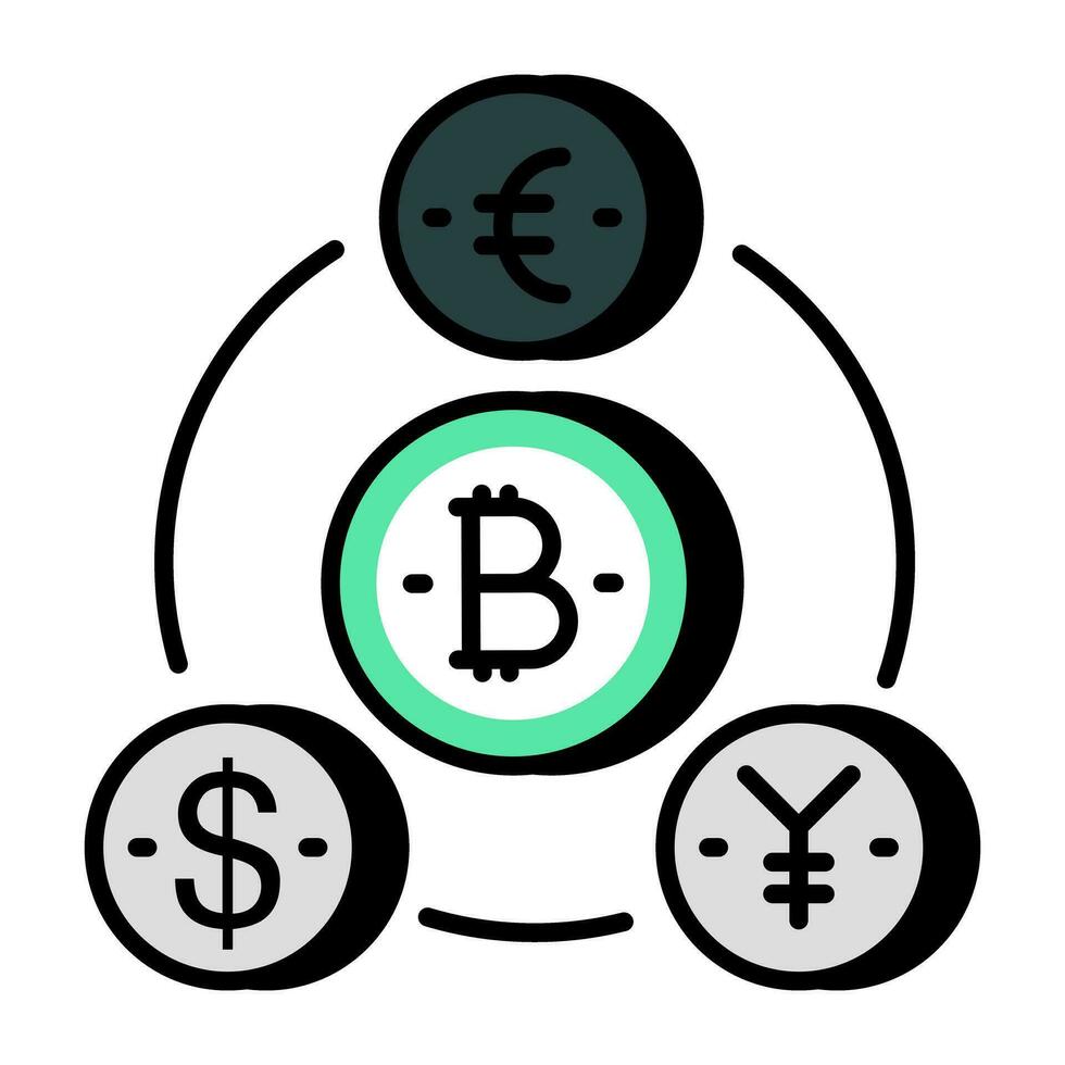 conceptuel plat conception icône de devise échange vecteur