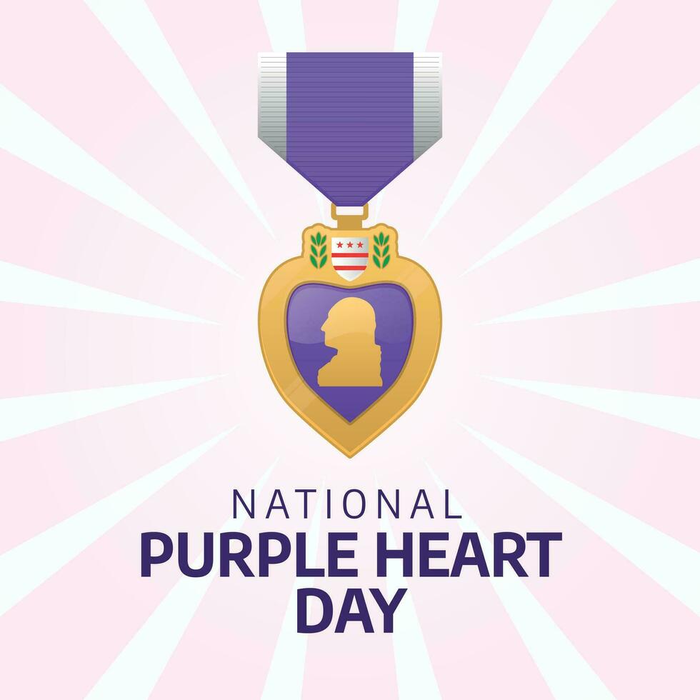 nationale violet cœur journée conception modèle pour fête. violet cœur conception modèle. violet cœur médaille vecteur conception.