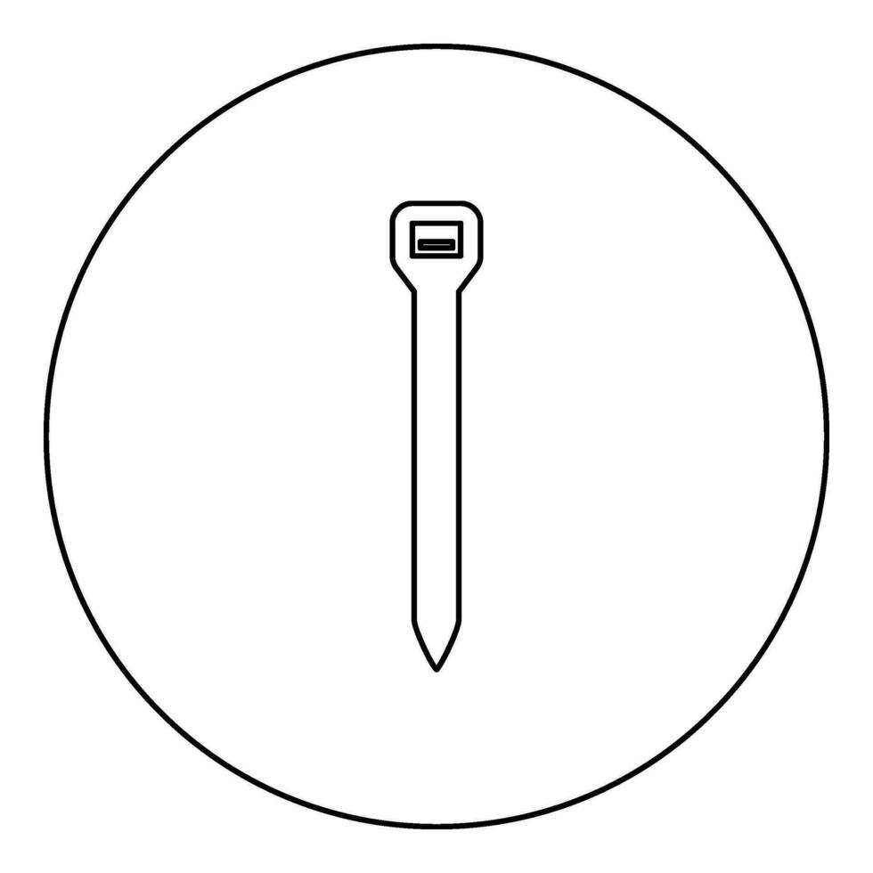 câble attacher Zip *: français bâtiment Matériel icône dans cercle rond noir Couleur vecteur illustration image contour contour ligne mince style