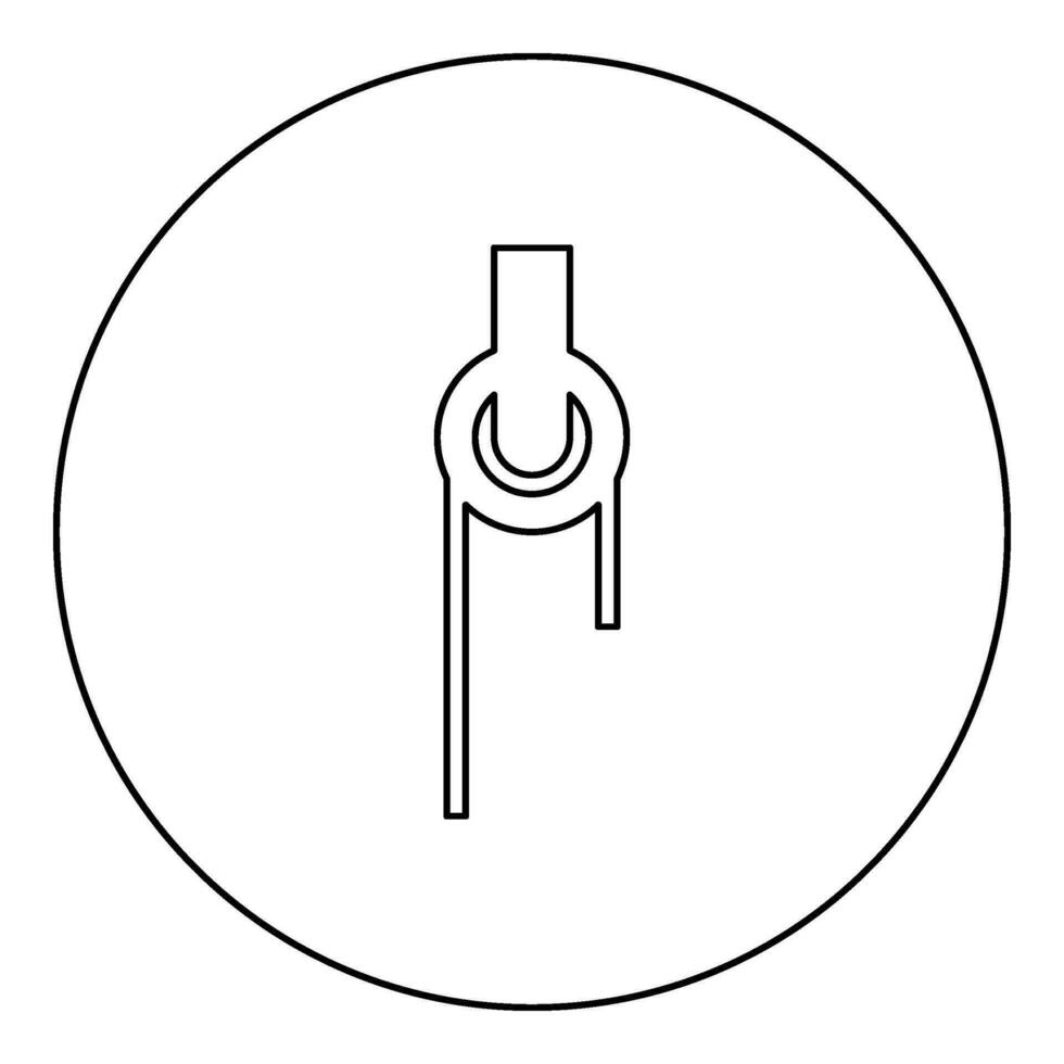treuil avec corde poulie construction escalade bloquer équipement poulie icône dans cercle rond noir Couleur vecteur illustration image contour contour ligne mince style